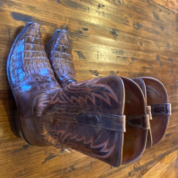 Lucchese 1883 Hornback Caiman Gator Tail Cowboy Boots in size 10.5 - Picture 3 of 7